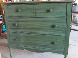 Small glazed green dresser bought at estate sale.